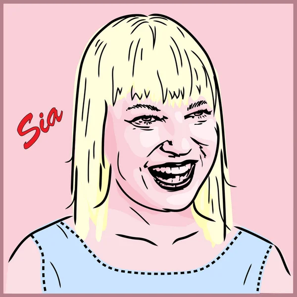 ロサンゼルス カリフォルニア アメリカ 2022年1月 笑いを誘うポップスターSiaのカラーキャラクター — ストックベクタ