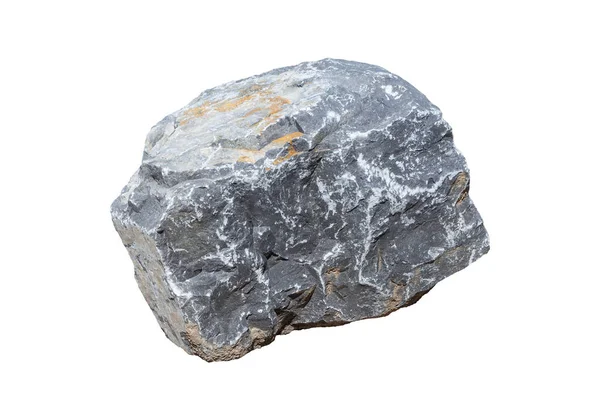 白い背景に切り出され隔離された大きな灰色の岩塊 ストックフォトイメージ — ストック写真