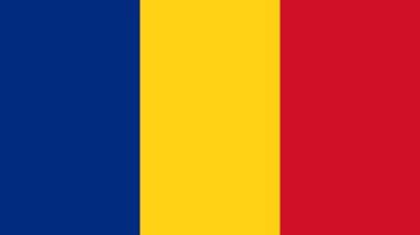 Romanya 'nın ulusal bayrağı doğru resmi renklerle üç yatay mavi, sarı ve kırmızı çizgili, stok resimli