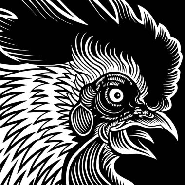 siyah ve beyaz tavuk vektör illüstrasyonu