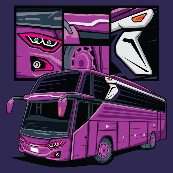 Voyage Bus Vectoriel Avec Détails — Image vectorielle