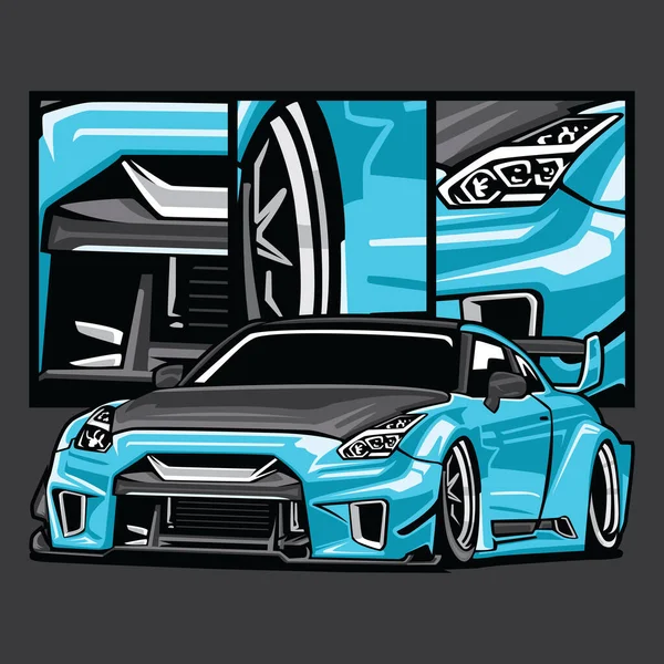 Vector Drift Car Illustration — Stock Vector