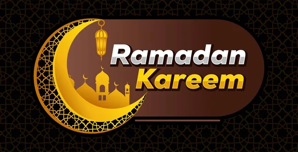 Vektor Ramadan Kareem Lentera Masjid Dan Ornamen Islam Dengan Bulan - Stok Vektor