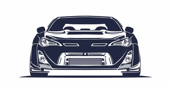 Front View Sedan Car Vector Black White Color — Stock Vector