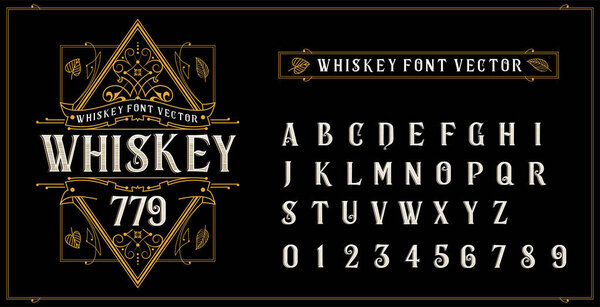 винтажный шрифт с линиями и тенями на шрифте, жирный шрифт с роскошным ощущением