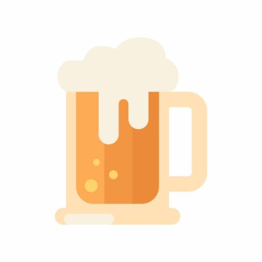 glass of beer vector illustration, flat design isolated on white. Minimalist beer icon clipart