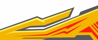 Sarı, kırmızı ve beyaz renklerin bir kombinasyonuyla vektör ambalajı çıkartması