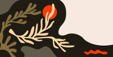 Boho ve çiçek taşıyıcı poster moda bohem çingene tarzı. Antika renk.