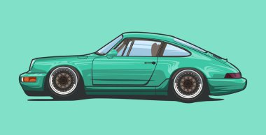 aqua mavi antika araba vektör çizimi