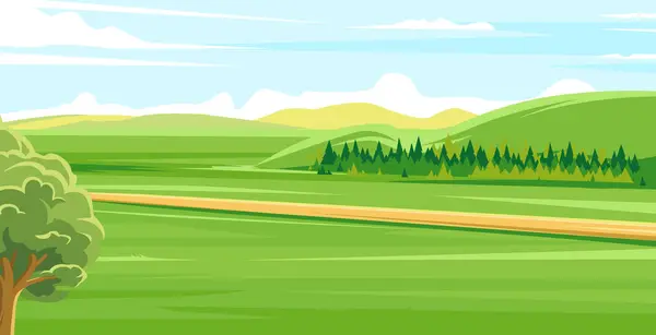 Dolambaçlı toprak bir yol uçsuz bucaksız yeşil bir tarladan uzak bir ormana doğru gidiyor..