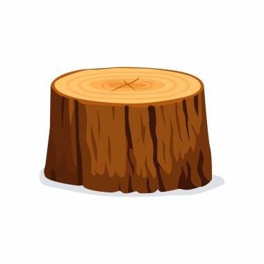 Görünür büyüme halkaları olan kahverengi, kesik bir ağaç kütüğü, beyaz üzerinde izole edilmiş..