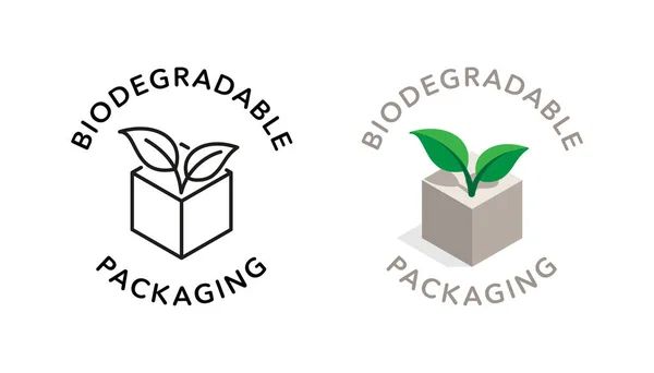 Logo Ikony Wektora Opakowania Ulegającego Biodegradacji — Wektor stockowy