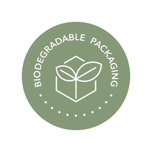 Logo Ikony Wektora Opakowania Ulegającego Biodegradacji — Wektor stockowy