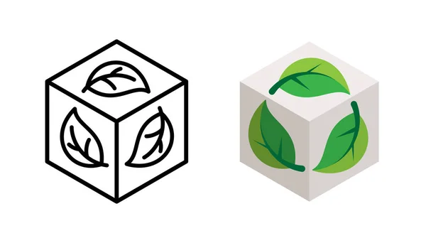 Logo Distintivo Icona Vettoriale Imballaggio Biodegradabile — Vettoriale Stock