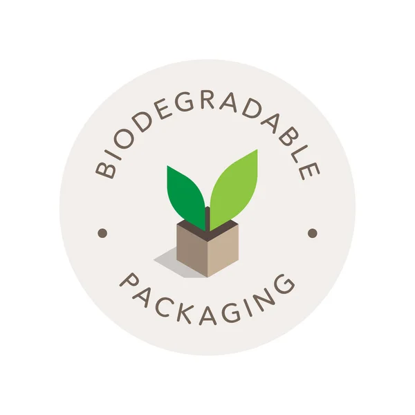 Logotipo Biodegradável Emblema Vetor Embalagem —  Vetores de Stock