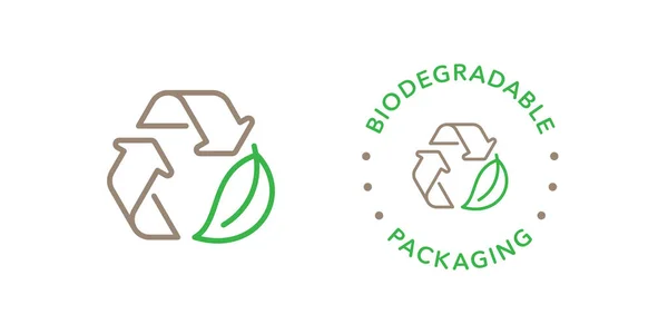Logo Insignia Icono Vector Embalaje Biodegradable — Vector de stock