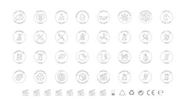 Natural cosmetics vector badge logo icons set clipart