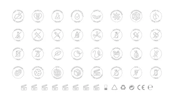 Набір Піктограм Векторного Логотипу Натуральної Косметики — стоковий вектор