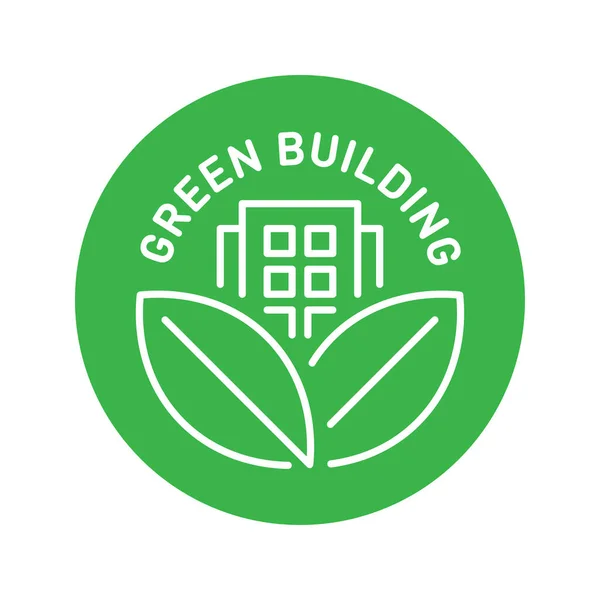 Βιώσιμο Πράσινο Κτίριο Πιστοποιημένο Σήμα Εικονίδιο Φορέα — Διανυσματικό Αρχείο
