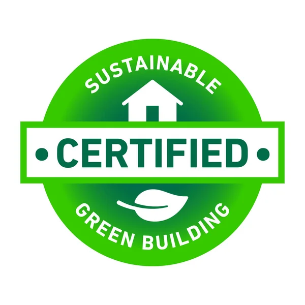 Edifício Verde Sustentável Crachá Ícone Vetorial Certificado —  Vetores de Stock