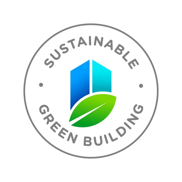 Zrównoważony Ekologiczny Budynek Certyfikowana Ikona Wektora — Wektor stockowy