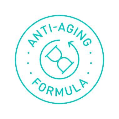 Yaşlanma önleyici formül kozmetik vektör logo simgesi