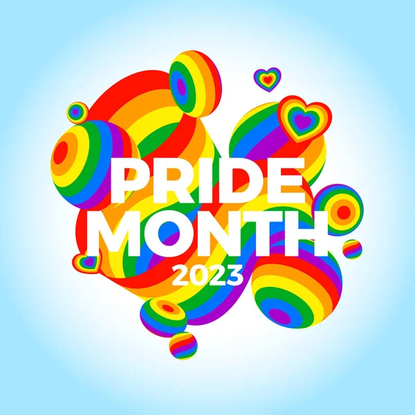 Pride Miesiąc 2023 Koncepcja Tęczowa Flaga Wolności Coroczna Letnia Parada — Wektor stockowy