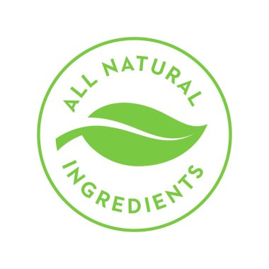 100% ingredients of natural origin vector logo icon badge concept clipart