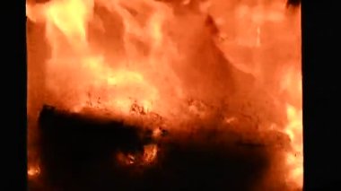 Fire in the fireplace as a close up