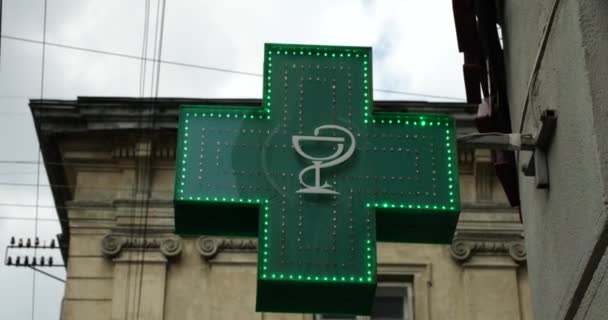 Elements Ancient Architecture European City Pharmacy Sign — Wideo stockowe