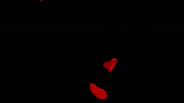 Confete Forma Coração Cair Movimento Lento Canal Alpha Incluído — Vídeo de Stock