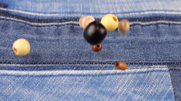 Decor Elements Made Natural Materials Wood Shell Beads Fall Denim — 비디오
