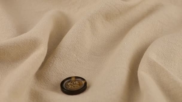 Natural Bone Color Buttons Fall Beige Natural Linen Fabric Slow — Wideo stockowe