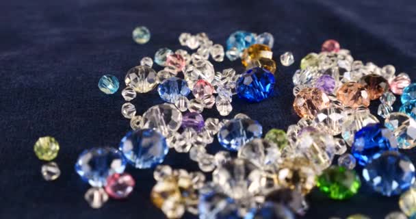 Multi Colored Transparent Jewelry Crystals Rhinestones Blue Velvet — Videoclip de stoc