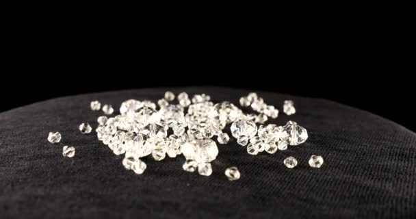 Clear White Jewelry Crystals Rhinestones Black Velvet — Vídeo de Stock