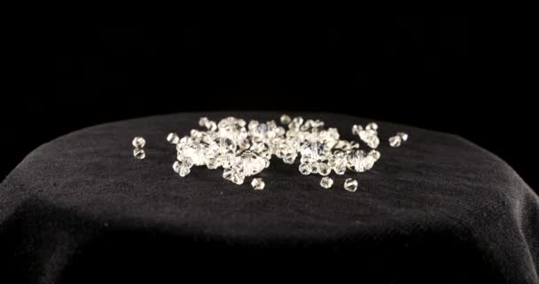 Clear White Jewelry Crystals Rhinestones Black Velvet — Vídeos de Stock