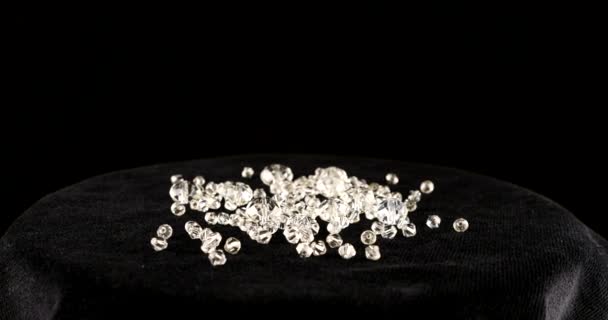 Clear White Jewelry Crystals Rhinestones Black Velvet — Video Stock