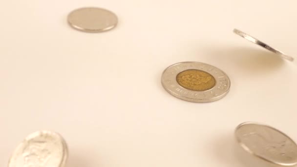 Falling Canadian Coins Slow Motion — Video Stock