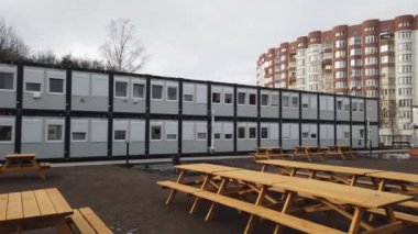 Polish modular houses for refugees in Ukraine.