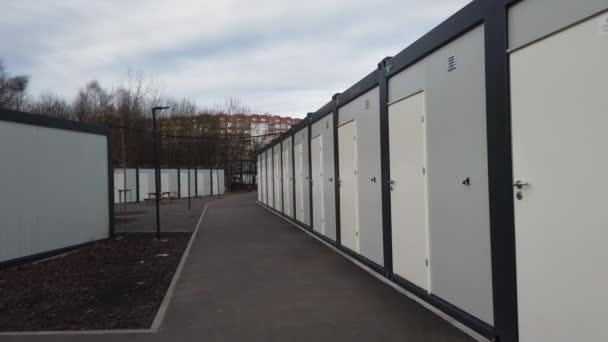 Casas Modulares Polonesas Para Refugiados Ucrânia — Vídeo de Stock