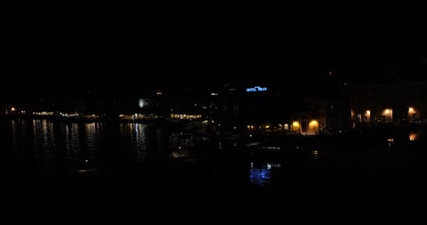 Vista Panorámica Piran Puerto Campanario Por Noche Países Bajos — Vídeo de stock