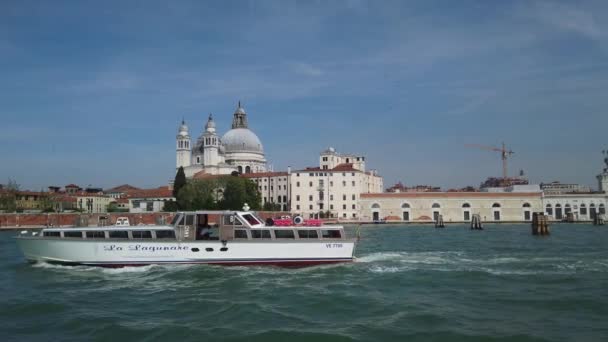 Pohled Benátskou Lagunu Kostel Santa Maria Della Salute Architekturu Benátek — Stock video