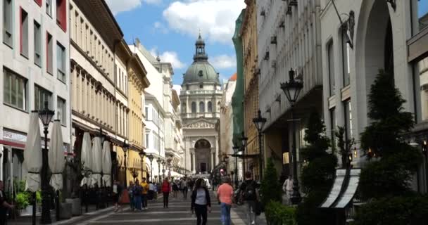 Utsikt Över Katedralen Basilikan Saint Stephen Budapest Ungern — Stockvideo