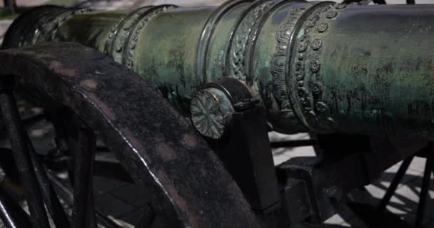 Gamla Kanoner Utomhus Budapest Ungern — Stockvideo