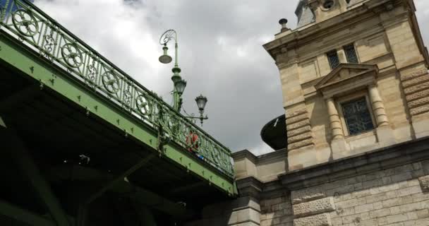 Estructuras Metálicas Del Puente Libertad Budapest Hungría — Vídeo de stock