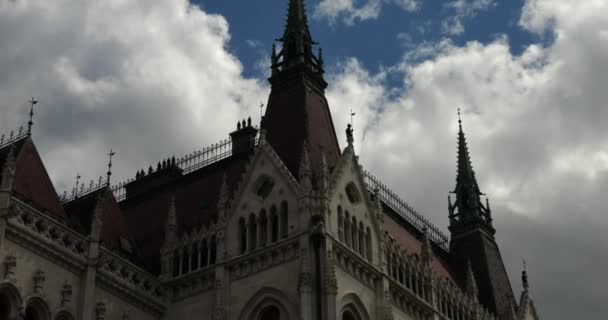匈牙利议会大厦采用新哥特式风格 布达佩斯议会位于科苏斯广场 Kossuth Square 位于城市的佩斯一侧 多瑙河东岸 匈牙利布达佩斯 — 图库视频影像