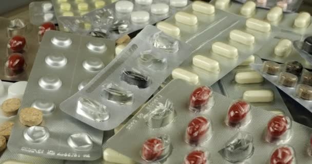 Pharmaceutical Blister Pack Assortment Blister Pack Tablets — Stock Video