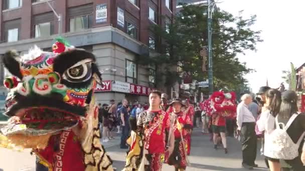Toronto Kanada August 2023 Průvod Čínských Draků Bubny Festivalu Torontu — Stock video