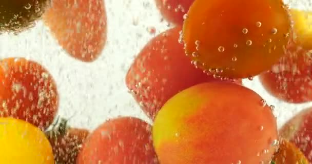 Hintergrund Mit Tomaten Wasser Mit Luftblasen — Stockvideo