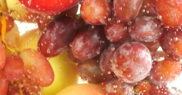 Ιστορικό Φρούτα Και Μούρα Νερό Φυσαλίδες Αέρα — Αρχείο Βίντεο